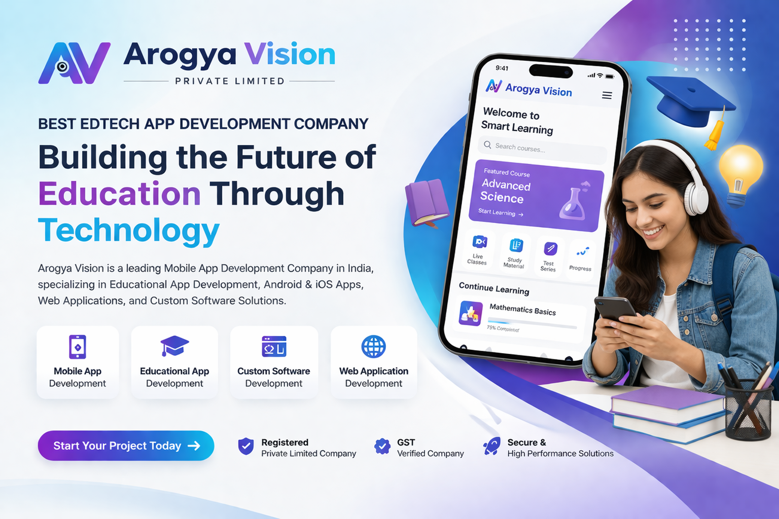 Arogya Vision Logo – EdTech App Development Company in India, Mobile App Development, Android & iOS App Development Services